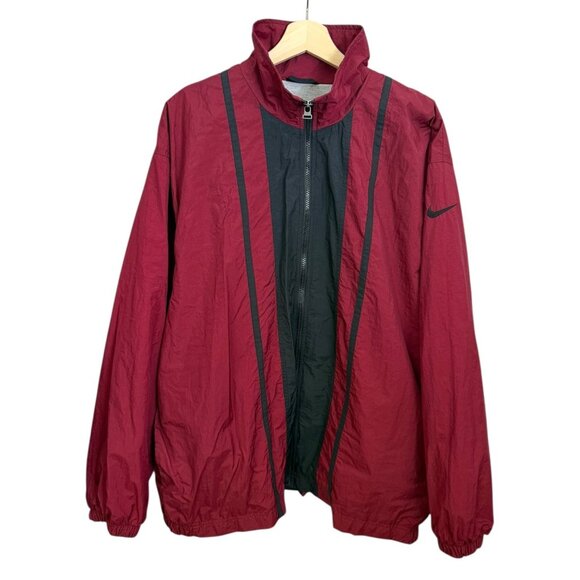 Vintage 90s Nike Mens Windbreaker Burgundy Large Streetwear Retro Sporty - Picture 1 of 8